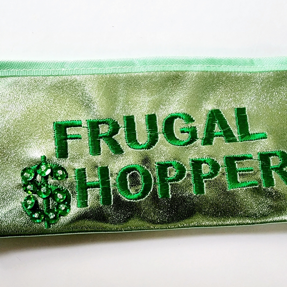 NWT Metallic Green bling coupon pouch Frugal shopper with dividers, diva budget